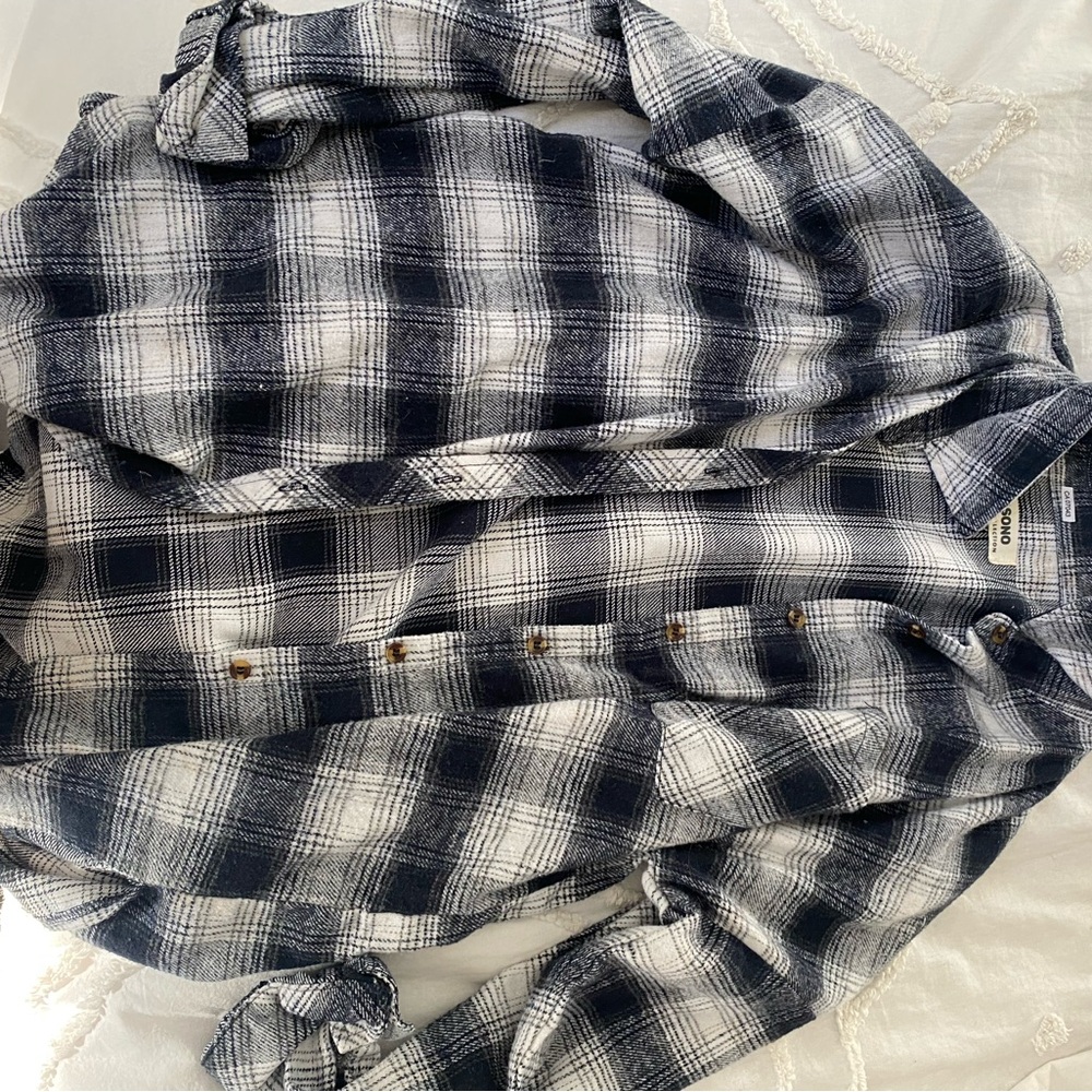 Navy blue and white flannel